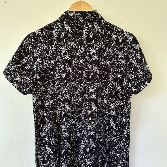 Christopher & Banks Maxi Dress Womens 10 Black White Floral Button Front Y2K - Picture 8 of 10